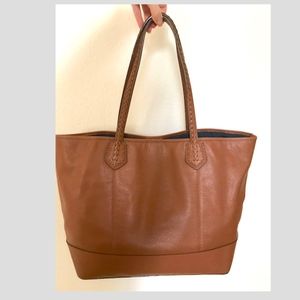 Cole Haan pebble leather braid detail large tote